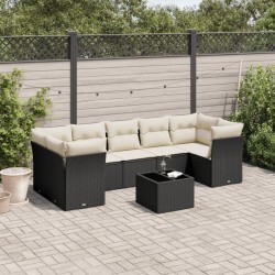 Salon de jardin 8 pcs avec coussins noir résine tressée 510398510398