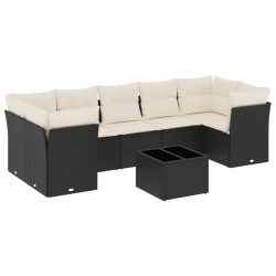 Salon de jardin 8 pcs avec coussins noir résine tressée 510398510398