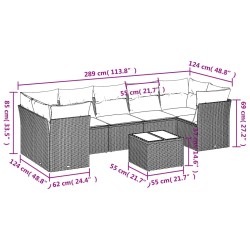 Salon de jardin 8 pcs avec coussins noir résine tressée 510398510398