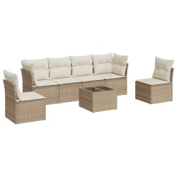 Salon de jardin avec coussins 7 pcs beige résine tressée 510400510400