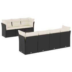 Salon de jardin 8 pcs avec coussins noir résine tressée 510402510402