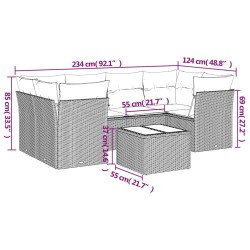 Salon de jardin 7 pcs avec coussins noir résine tressée 510403510403