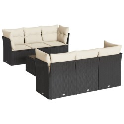 Salon de jardin 7 pcs avec coussins noir résine tressée 510404510404
