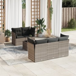 Salon de jardin 6 pcs avec coussins gris clair résine tressée 510406510406