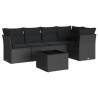 Salon de jardin 6 pcs avec coussins noir résine tressée 510411510411