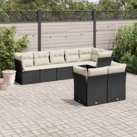 Salon de jardin 8 pcs avec coussins noir résine tressée 510413510413