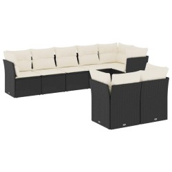 Salon de jardin 8 pcs avec coussins noir résine tressée 510413510413