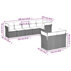 Salon de jardin 8 pcs avec coussins noir résine tressée 510413510413