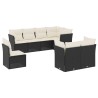 Salon de jardin 8 pcs avec coussins noir résine tressée 510415510415