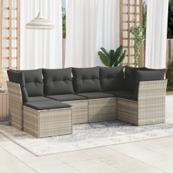 Salon de jardin 6 pcs avec coussins gris clair résine tressée 510416510416