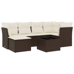 Salon de jardin avec coussins 7 pcs marron résine tressée 510418510418