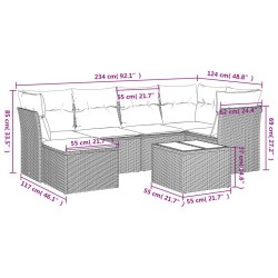 Salon de jardin avec coussins 7 pcs marron résine tressée 510418510418