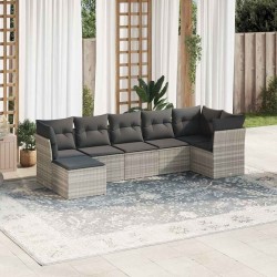 Salon de jardin avec coussins 7 pcs gris clair résine tressée 510420510420