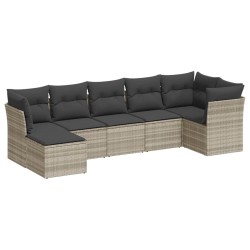 Salon de jardin avec coussins 7 pcs gris clair résine tressée 510420510420