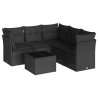 Salon de jardin 6 pcs avec coussins noir résine tressée 510421510421