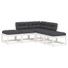 Salon de jardin 5 pcs avec coussins blanc bois massif de pin  510424510424