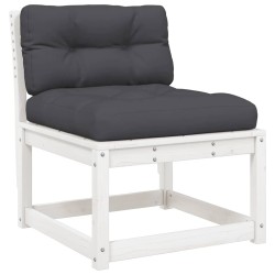 Salon de jardin 5 pcs avec coussins blanc bois massif de pin  510424510424