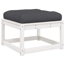 Salon de jardin 5 pcs avec coussins blanc bois massif de pin  510424510424