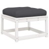 Salon de jardin 5 pcs avec coussins blanc bois massif de pin  510424510424