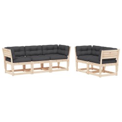 Salon de jardin 5 pcs avec coussins bois de pin massif 510426510426