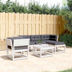 Salon de jardin 5 pcs avec coussins blanc bois massif de pin 510427510427