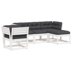 Salon de jardin 5 pcs avec coussins blanc bois massif de pin 510427510427