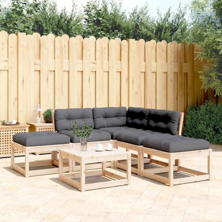 Salon de jardin 5 pcs avec coussins bois de pin massif 510428510428