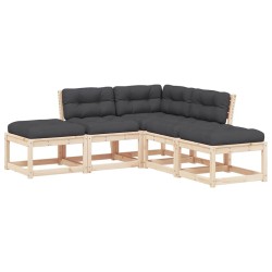 Salon de jardin 5 pcs avec coussins bois de pin massif 510428510428