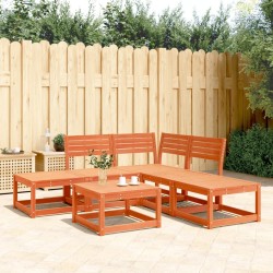 Salon de jardin 5 pcs cire marron bois de pin massif 510430510430