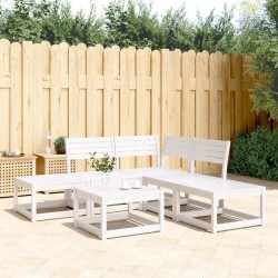 Salon de jardin 5 pcs blanc bois massif de pin 510431510431