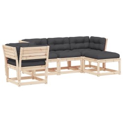 Salon de jardin 5 pcs avec coussins Bois de pin massif 510448510448