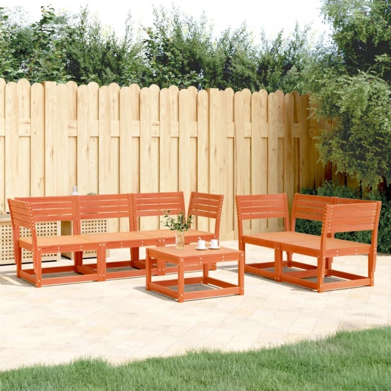 Salon de jardin 5 pcs cire marron bois de pin massif 510451510451