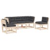 Salon de jardin 5 pcs avec coussins bois de pin massif 510452510452