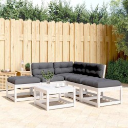 Salon de jardin 5 pcs avec coussins blanc bois massif de pin 510455510455