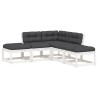 Salon de jardin 5 pcs avec coussins blanc bois massif de pin 510455510455