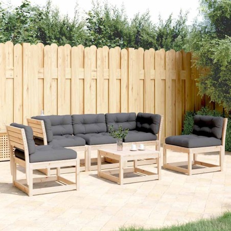 Salon de jardin 5 pcs avec coussins bois de pin massif 510458510458