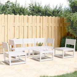 Salon de jardin 5 pcs blanc bois massif de pin 510459510459