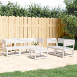 Salon de jardin 5 pcs blanc bois massif de pin 510461510461