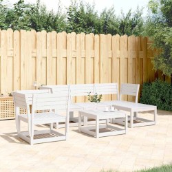 Salon de jardin 5 pcs blanc bois massif de pin 510463510463