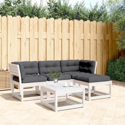 Salon de jardin 4 pcs avec coussins blanc bois de pin massif 510465510465