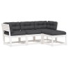 Salon de jardin 4 pcs avec coussins blanc bois de pin massif 510465510465
