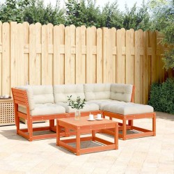 Salon de jardin 4 pcs avec coussins cire marron bois pin massif 510466510466