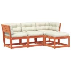 Salon de jardin 4 pcs avec coussins cire marron bois pin massif 510466510466