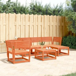 Salon de jardin 5 pcs cire marron bois de pin massif 510468510468