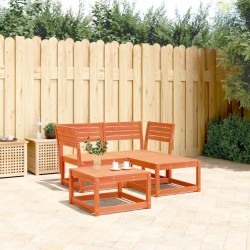Salon de jardin 3 pcs cire marron bois de pin massif 510469510469