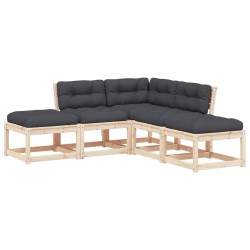 Salon de jardin 5 pcs avec coussins bois de pin massif 510472510472