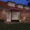 Auvent manuel rétractable avec LED bordeaux 450x300 cm 510479510479