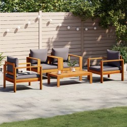 Salon de jardin avec coussins 5 pcs Bois d'acacia solide 510481510481