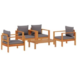 Salon de jardin avec coussins 5 pcs Bois d'acacia solide 510481510481