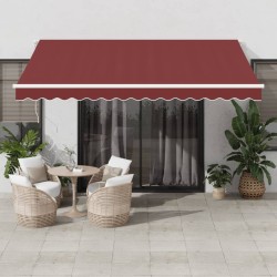 Auvent manuel rétractable avec LED bordeaux 400x350 cm 510487510487